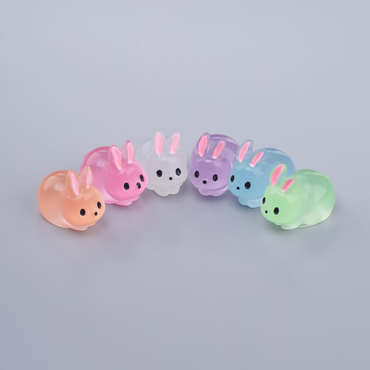 Mini adornos de decoración de la oficina adornos de conejo luminoso de escritorio de escritorio de cristal brillante juego de muñecas de animales luminosos conejo de oreja luminosa 10 colores mixtos