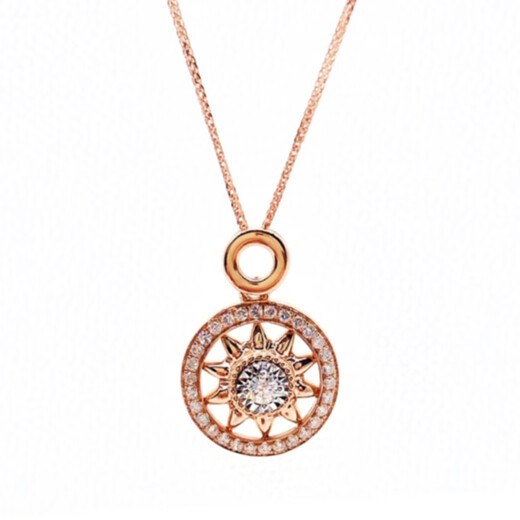 Muqian HV sunflower necklace for women.K rose gold round compass clavicle chain sterling silver diamond ferris wheel pendant trendy Gats sunflower necklace silver series