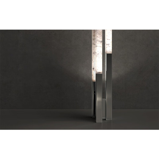 Hongdeng Stainless Steel Spanish Marble Floor Lamp Now Loan Simple Designer Model Room Sales Office Villa Living Room Lamp Brushed Matte Black + Real Marble D200*H1550MM