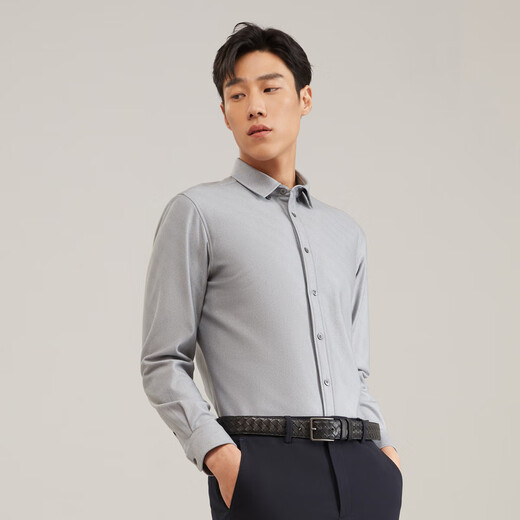 雅戈尔（YOUNGOR）长袖衬衫男保暖衬衫双层复合面料不易皱垂性好保暖舒适 灰色VLBN119759DBA 42