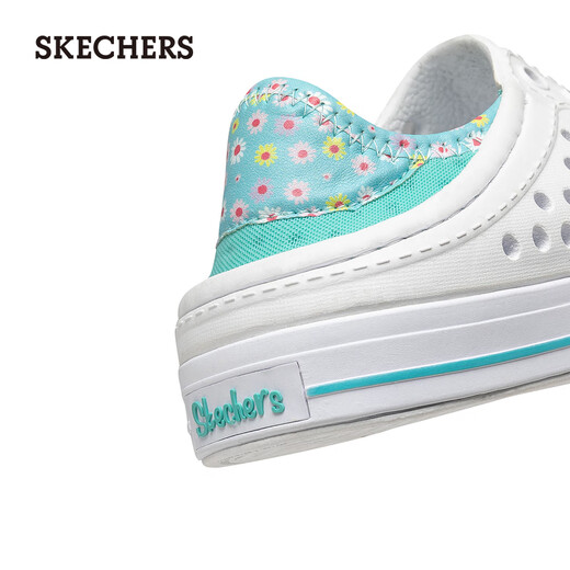 Skechers summer girls' hole shoes casual and versatile outside wear slippers lightweight breathable bubble shoes soft and fashionable white/multi-color/WMLT size 37