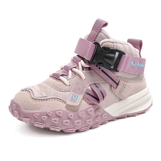 Paul Frank Children's Shoes Girls' Cotton Shoes Winter Velvet Children's Sports Shoes 306535009 Light Lotus Root Pink/Lotus Lotus Purple 28