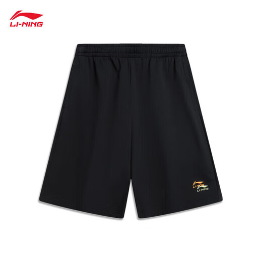 Li Ning Sports Shorts Мужские весенние и летние бег двойной логотип вышитый твердый цвет короткие спортивные штаны AKSU699