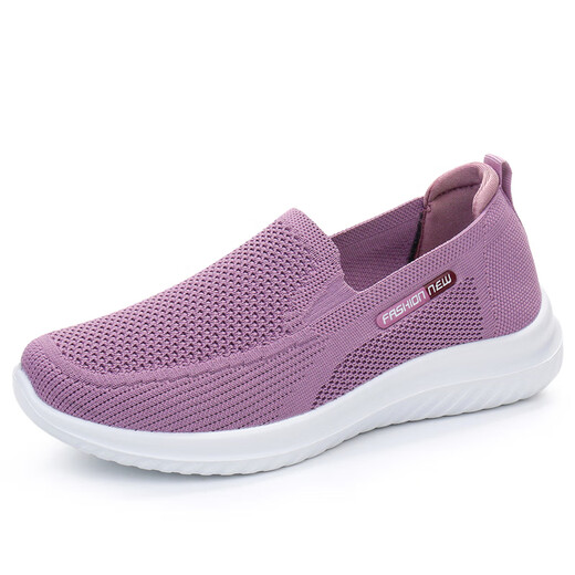 HKQD spring and summer old Beijing cloth shoes women's singles shoes casual breathable women's mother shoes non-slip soft sole middle-aged and elderly grandma shoes 6636 gray [normal size] 36
