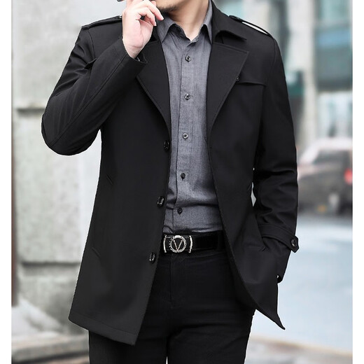 Pierre Cardin high-end men's windbreaker short high-end business casual British style jacket men's casual lapel spring and autumn windbreaker top Khaki M 170