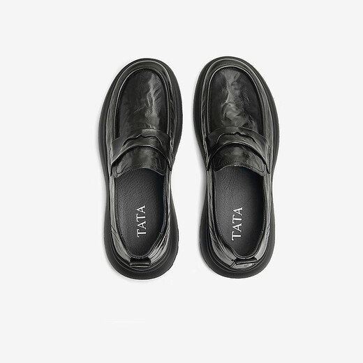 TATA 25 new comfortable and soft business casual leather shoes genuine leather slip-on men's shoes TFE02DM4 black 40