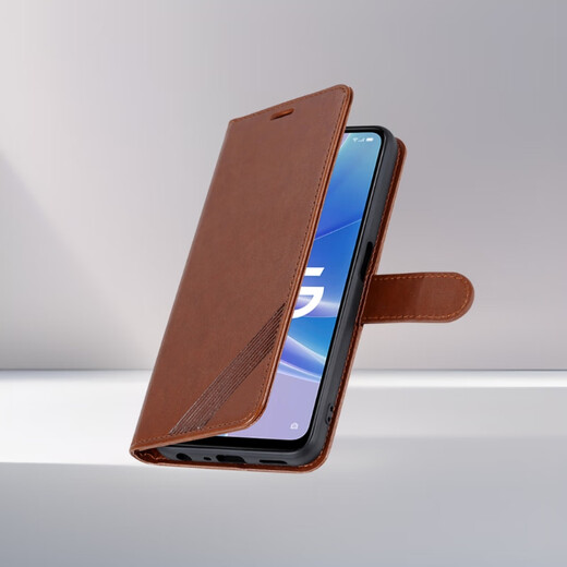 Ju Xiaozhi is suitable for oppoK12X mobile phone case flip leather case PJT110 wallet card case full-package anti-fall soft inner shell with magnetic buckle protective cover for men and women oppo K12X [brown]