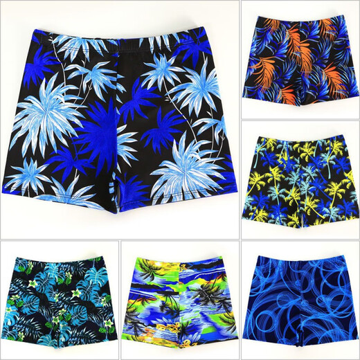 Zailu swimming trunks men's handsome loose quick-drying printed swimming hot spring pants boxer style anti-embarrassment swimsuit equipment yellow 01 + swimming cap + swimming goggles + nose clip earplugs XL XL3803 recommended 90-130Jin Jin is equal to 0.5 kg