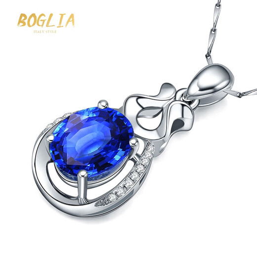 BOGLIA brand necklace for women, tanzanite inlaid with diamonds, 18 gold K pendant, clavicle Christmas birthday gift for the elderly, 2.10 carat tanzanite pendant, 4A grade, customized within 7 working days