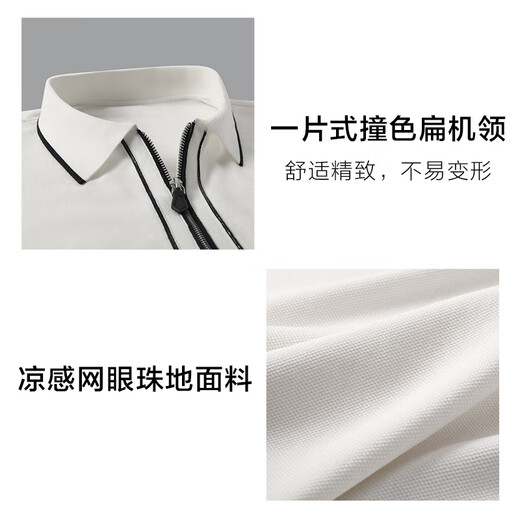 布先生凉感商务翻领短袖T恤春夏新款男士上衣白色半袖AT12123 白色 S (165)