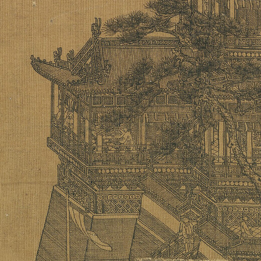 元夏永黄鹤楼图古代山水画卷轴名画复仿古画装饰挂画 元倪瓒筠石古槎图12134 40X52厘米（喷绘画心尺寸） 装裱