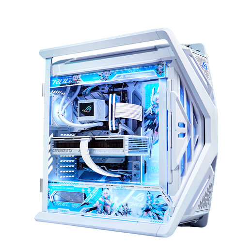 ASUS AMD Ryzen R7 9800X3D 5090D 5080 graphics card ROG family barrel pure white Genesis gaming desktop overclocking e-sports AI host DIY assembly computer complete R7 9800X3D+RTX5080 configuration three