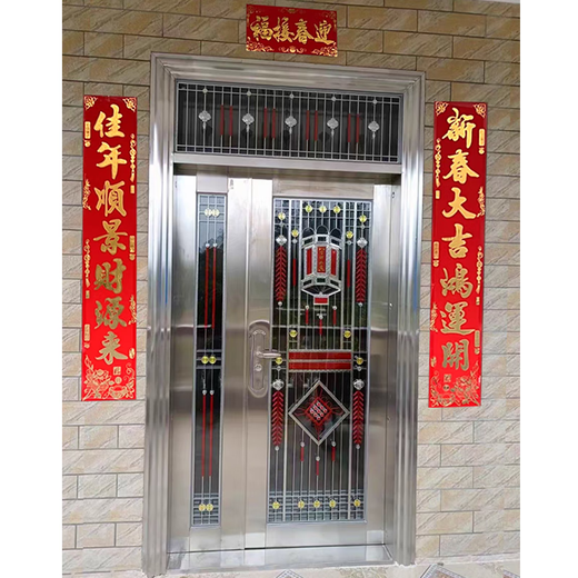 JRB家瑞堡304不锈钢防盗门大门双开门乡村安全门白钢门家用单门楼宇子母门 子母门款式1