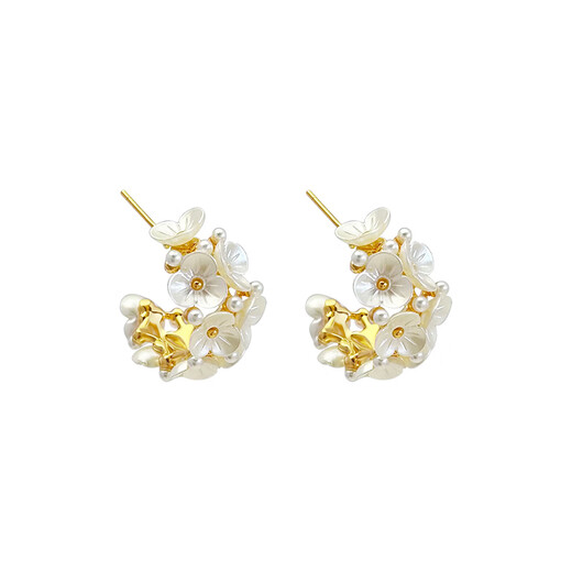 Yican niche design flower imitation pearl earrings light luxury niche high-end earrings 2025 new hot style earrings niche design flower earrings