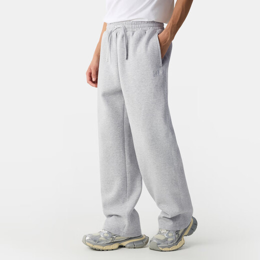 GAP men's 2025 spring new logo air layer straight knitted trousers loose sports sweatpants 725642 light gray 2XL (185/92A) Asian size