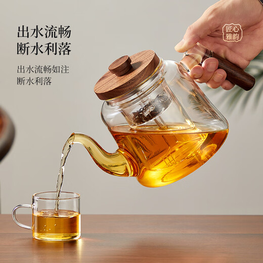 YIHUTEA teapot glass teapot thickened teapot household kettle high temperature resistant tea boiler tea set health pot set steaming double inner tank large ethereal pot 1100ml