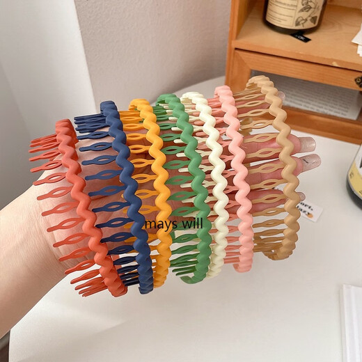 Jack Viney带齿防滑发箍少女橡皮外出头洗脸化妆固定碎发神器压发色 9274H深棕色发箍