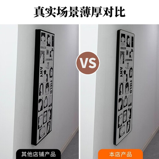 隐藏式全身镜子贴墙隐形推拉卧室穿衣镜玄关走廊试衣装饰镜画网红 【萌熊】【圆角框杏色+防爆玻璃】 60*170-厘米【闪点膜+右推拉】