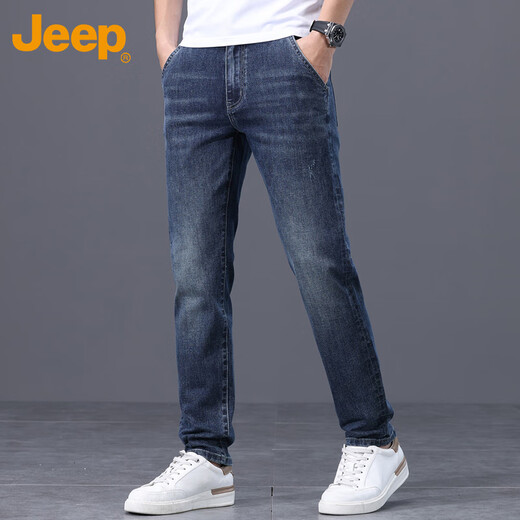 JEEP Jeep jeans men's autumn and winter loose straight pants men's versatile casual pants men's pants blue 33