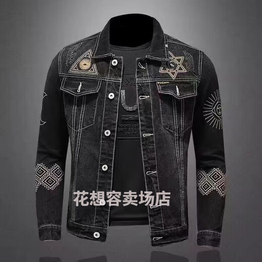 Pinyou Marvel Venom Men's New Denim Jacket Casual Retro Large Size Stand Collar Zipper Jacket Cycling Motorcycle Clothes Trendy Dkj9216 Blue xs Collection Gift