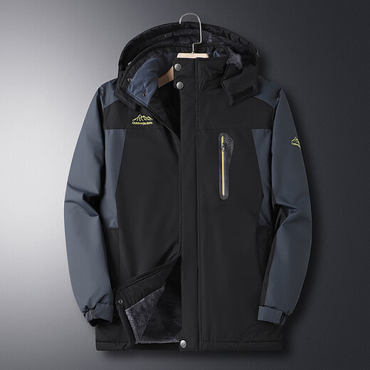 Seven Wolves's self-operated official flagship store men's jacket plus velvet thickened autumn and winter middle-aged warm clothing Dad's winter jacket man 828 black (upgraded version plus velvet thickened) M suitable for around 80-95 Jin [Jin equals 0.5 kg]