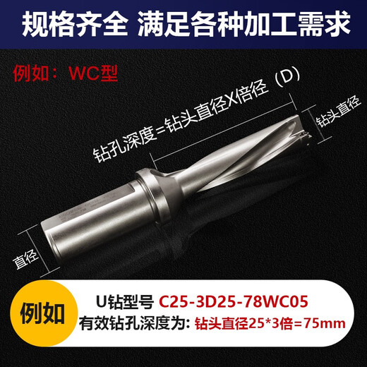 Cabos U drill tool bar lathe H13 violent fast drill bit WC deep hole violent drilling flat bottom u drill bit CNC fast water-jet drill 20 shank 2 times diameter 15.5-20 (WC/SP) please note when ordering