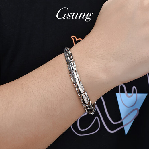 GsunG platinum bracelet men's new PT950 faucet bracelet is grand and wide. Platinum men's bracelet keel chain. Priced by gram. Contact customer service before bidding for gold price.