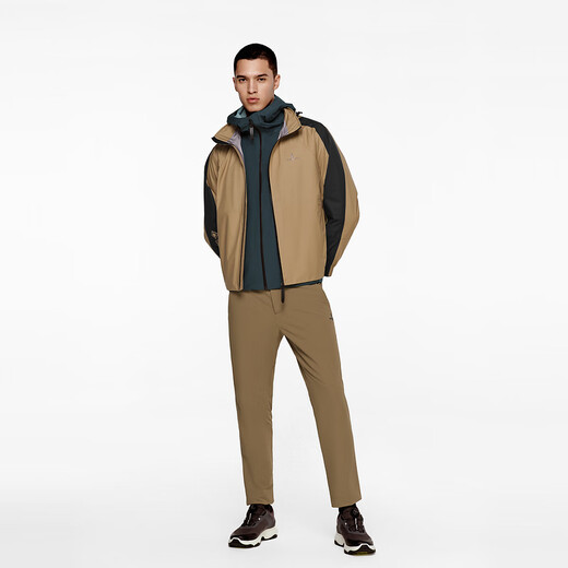 Biyinlefen spring and autumn men's trousers, versatile solid color brushed, windproof, skin-friendly, comfortable, straight-leg casual pants, 40 camel L