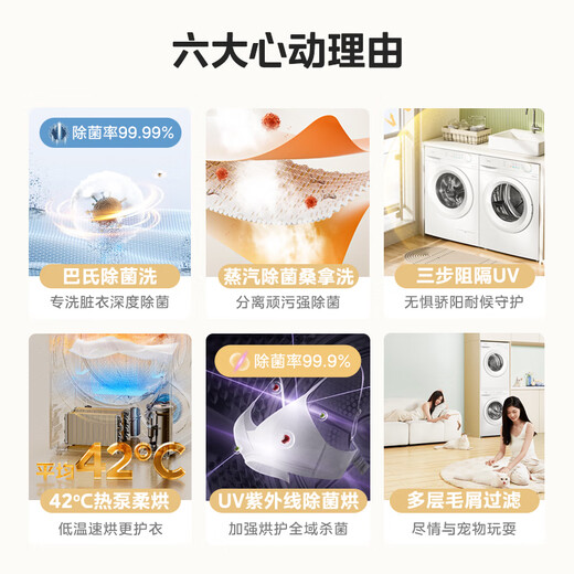 
Midea Washing and Drying Set 10-dollar Jin[Jin equals 0.5 kg] Drum Washing Machine + Heat Pump Dryer Removal Mite and Moisture Removal Hair Filtration MG100V11FPRO + MH100V11F National Subsidy