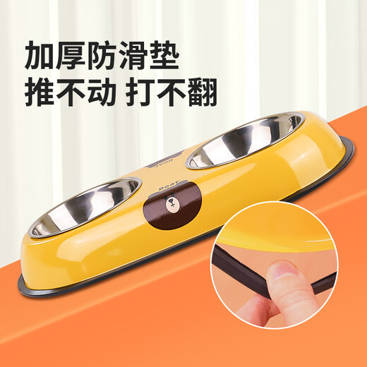 Qi Oh dog bowl, dog bowl, cat bowl, cat food bowl, dog rice bowl, anti-knock over double bowl, integrated drinking water bowl, small and medium-sized dog pet supplies, stainless steel single bowl, large size (suitable for 7-35 Jin Jin equals 0.5 kg dogs and cats)