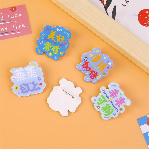 Pei Nanwei inspirational text brooch metal badge simple and versatile creative student graduation gift blessing for high school entrance examination and college entrance examination Inspirational text brooch random 10 pieces