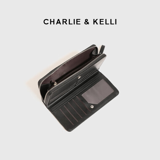 CHARLIE & KELLI CK轻奢包包女包长款多巴胺钱包女士2025新款零钱包卡包手拿包 黑色