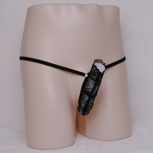 Private Herren-Spitzenabdeckung sexy transparent flirtend thong t-Pants schwarz 1 Pack All Size