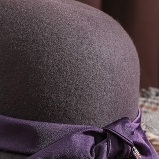 PTAH autumn and winter hat for women, versatile temperament, wool beret, elegant bow top hat, retro woolen felt hat, purple, one size fits all, adjustable