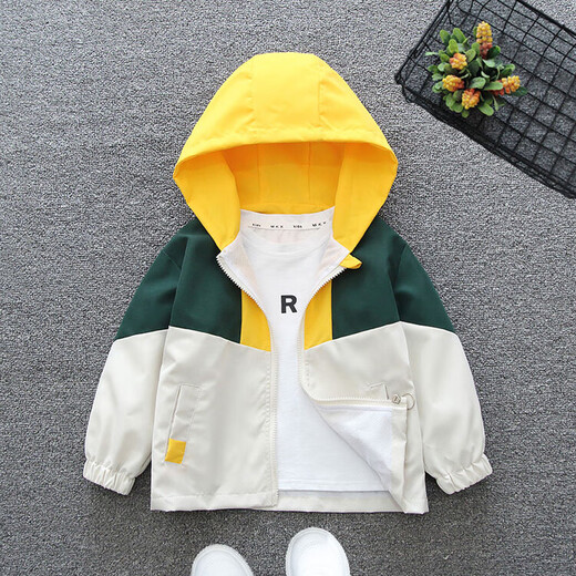 G.DuckKids Ropa para niños Jacket de niños 'Spring y otoño 2024 Jacket de niños Nuevo Chaqueta de camuflaje con capucha Top Boy 683 Negro 90 tamaños 1 ~ 2 años [80-90cm]