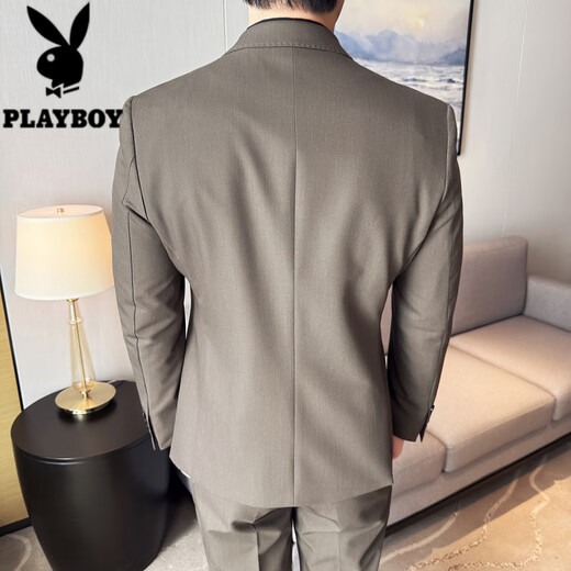 Набор мужского костюма Playboy 2025 Новый модный стройный стиль бизнес-формат жених свадебный костюм черный [костюм + брюки + жилет] XL (125-140jin [Jin равняется 0,5 кг])