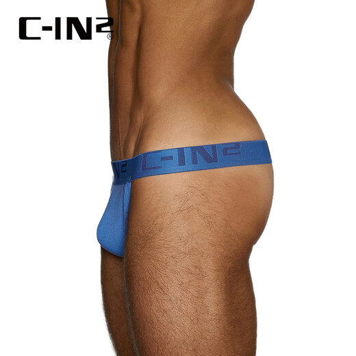 C-IN2 summer new men's thong combed cotton breathable U protruding buttocks sexy low-waist single thong for men 4022RT blue 495- 1 pair L suitable for 2 feet 6-2 feet 7 waist (34-36 size)