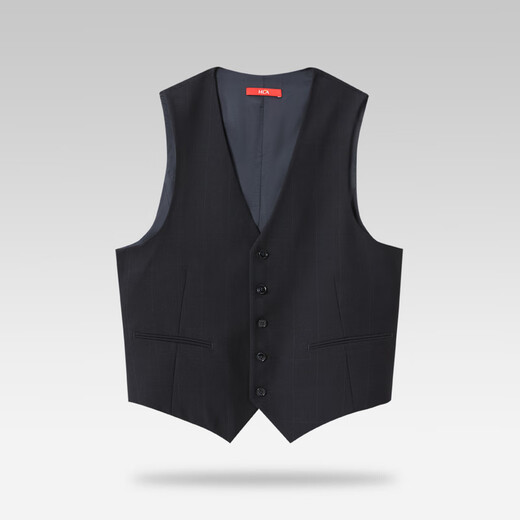 HLA Heilan Home Suit Suit Men's Three-piece Elastic Elastic Waist Slim Suit Men's Navy Plaid 99-Suit+Pants+Vest 2XL 175/96B48B Recommended 138~150Jin Jin equals 0.5 kg