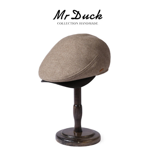 Mr DUCK limited edition British Marling&Evans lambskin cap men's winter high-end forward hat warm taupe (100% merino lambswool)-MW461101 L (58-59cm)