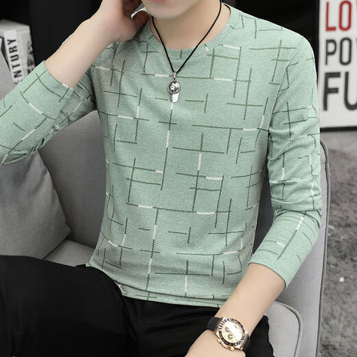 
Taranto base shirt for men's autumn and winter inner wear fashionable 2023 new Chinese style long-sleeved T-shirt for men's spring and autumn ice silk cotton round neck trendy white horizontal lines round neck long sleeves 1518 M 80-Jin [Jin equals 0.5 kg] wear