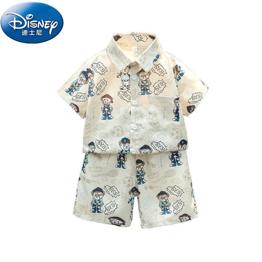 迪士尼（Disney）男童夏装套装2025新款儿童短袖衬衫潮男宝宝童装夏天痞帅男孩衣服 （上衣+裤子）套装 110 码（身高100-110cm）