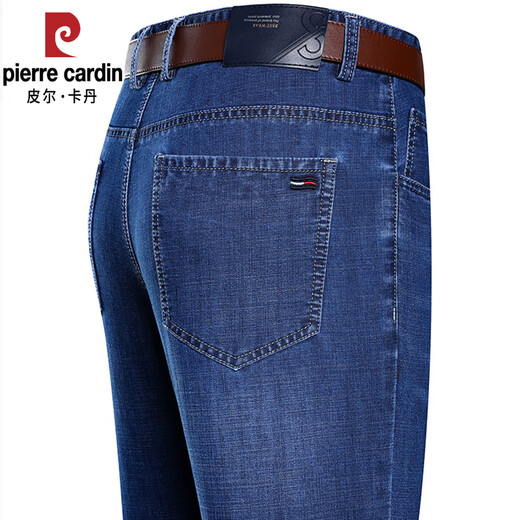 
Pier Cardin light luxury high-end summer jeans men's thin loose high waist straight cotton pants middle-aged casual stretch large size pants 3879 models Zhonglan size 30