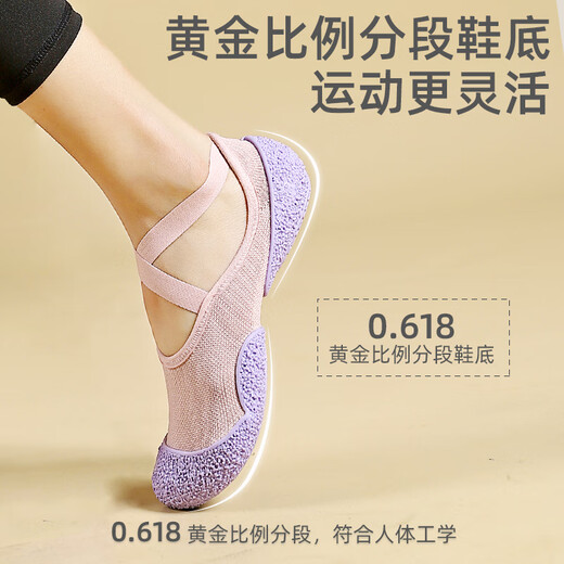 Soft Jiujiu special indoor fitness shoes for fat loss, yoga, Pilates, ballet, non-slip, silent, shock-absorbing, soft-soled rope skipping exercise, Maillard ballet smart shoes, size 38-39, one size too small