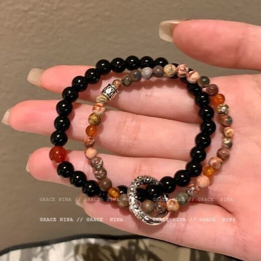 Neues chinesisches Stil Ping Ein Guo-Stil Doppelkreis Nische Armband Perlen 2024 Paar Neues Armband Dekoration M757 [Doppelschicht Burgund, kein Tabu-Armband]