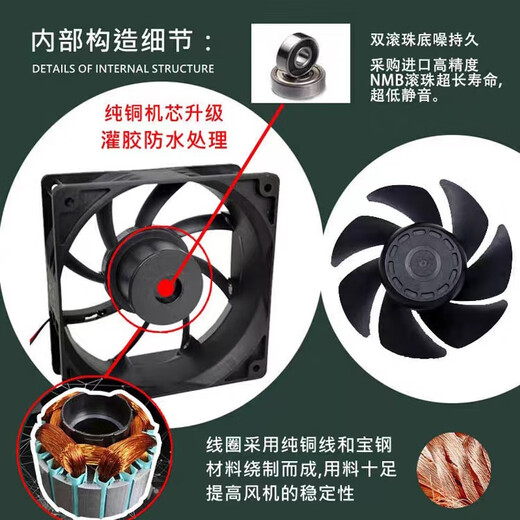 台达专用防水风机IP68散热风扇12038/12V24V加湿器48V户外工业潮220V 90*90*25MM 24V