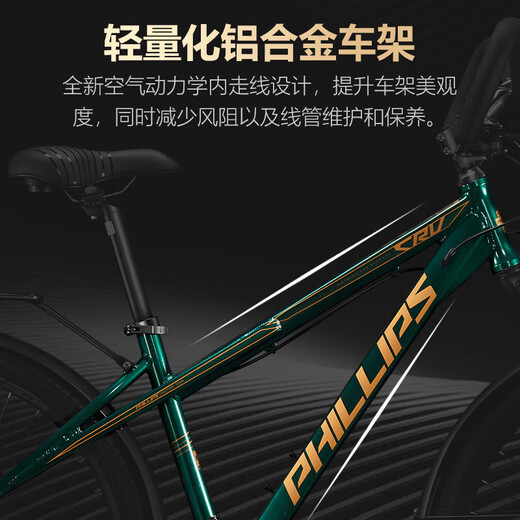菲利普山地车长途旅行自行车成年人700c公路车川藏线越野变速公路山地车 CRV星耀黑【蝴蝶把-可锁前叉】 33速【油碟】27.5寸