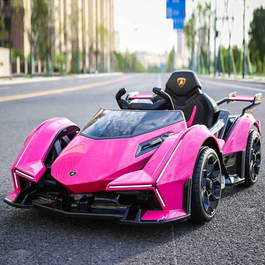 HAOWA Lamborghini children's electric car, four-wheeled, can seat 2-8-year-old boys and girls, remote-controlled sports car toy car, white