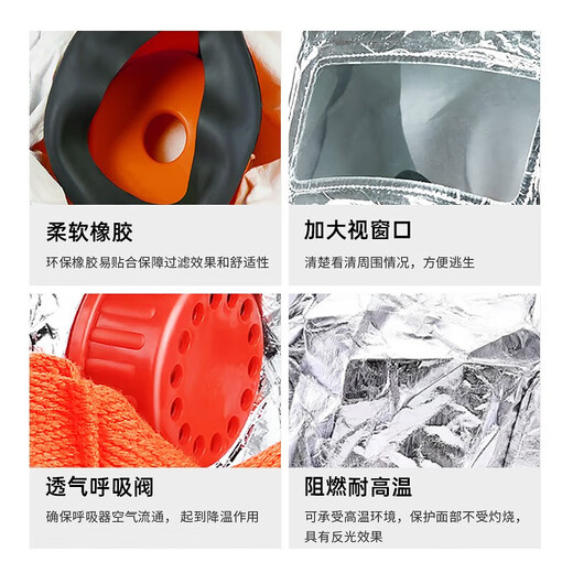 Lanfu fire escape mask national silicone standard 3C certified filtering fire self-rescue respirator smoke-proof rubber mask 3C certified rubber style fire mask-20 pieces