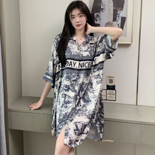 莫代尔睡裙女夏季天睡衣丝椆性感2024年新款冰丝纯欲风凉感大码家居服 719橘色猫咪 XL 【120-140斤】