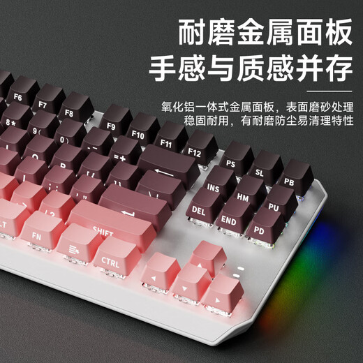 前行者TK870无线机械键盘鼠标套装蓝牙三模高颜值黑莓侧刻104键游戏电竞台式笔记本电脑办公有线通用外设 黑莓侧刻-87键【有线版】白光 红轴（轻声舒适）